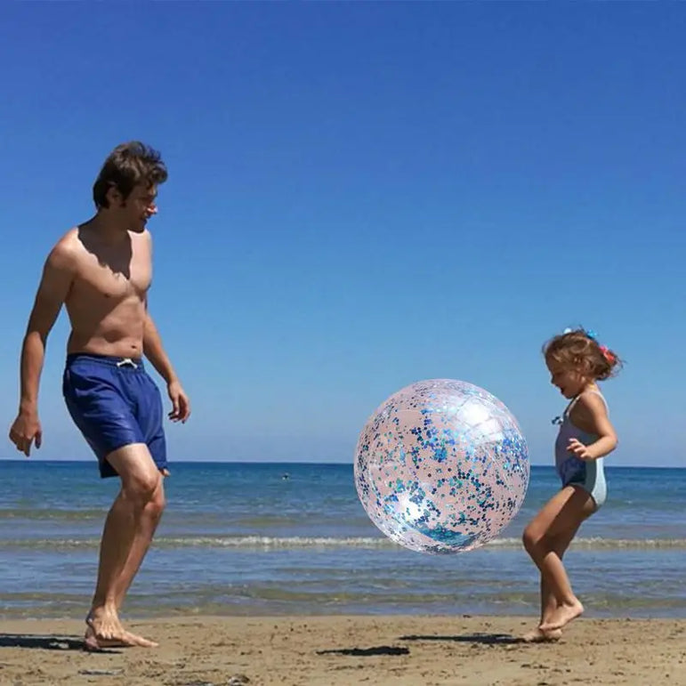 40cm Inflatable Glitter Beach Ball Summer Water Play Sequin Balls Outdoor Swimming Pools Party Toys for Kids Adults Water Sports