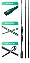 SEASIR Dark Dragon M/ML Two Rod Tips Spinning Baitcasting Fishing Rod Lure Carbon Fiber One-Piece Grip (6-35g/2.1M/2.4M)