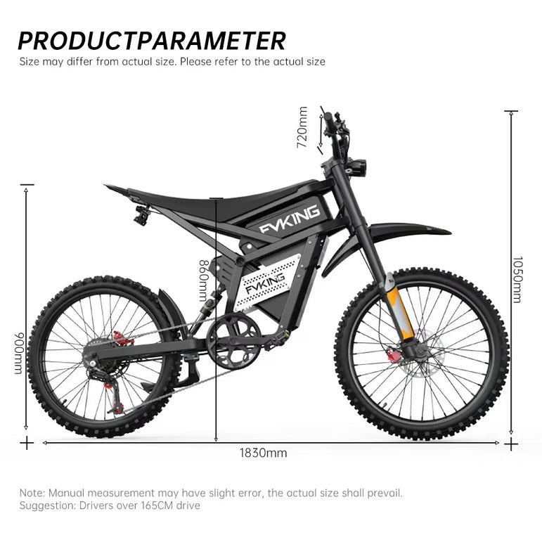 FVKING E6 Electric Bike Adults 2000W Peak Gear Hub Motors Electric Motorcycle 52V40AH Battery Speed 60Kmh Mountain E-bikes GT73