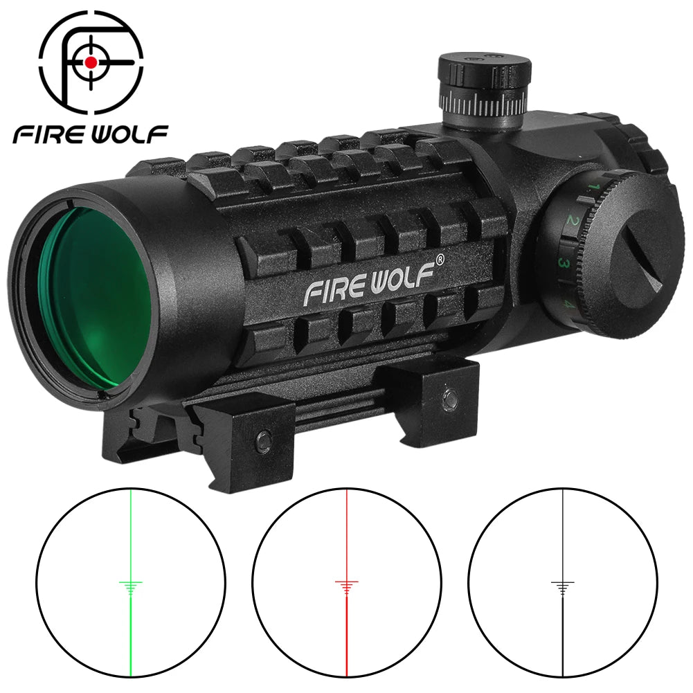 FIRE WOLF 3X28 Tactical Hunting Optical Rifle Scope  Green Red Dot Cross Scope Universal 11/20mm Railway Rifle Holographic Scope