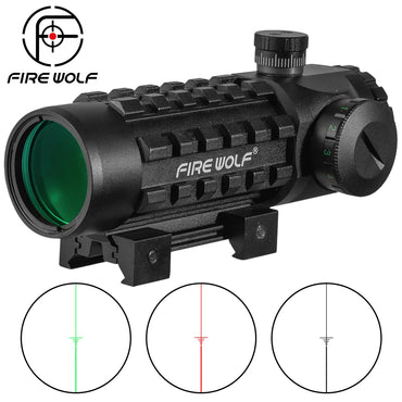 FIRE WOLF 3X28 Tactical Hunting Optical Rifle Scope  Green Red Dot Cross Scope Universal 11/20mm Railway Rifle Holographic Scope