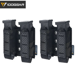 IDOGEAR Tactical Pouch Carbon Fiber AntiSlip Hollow Out Quick Drain Lightweight 9mm Double MOLLE Mounting Durable 2pcs 3590