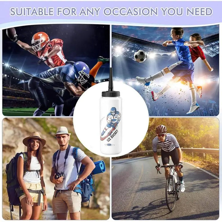 1L Ice Hockey Water Bottle With Straw Leak-Proof Large Capacity Ice Hockey Water Bottle Football Bottles Sports Gear