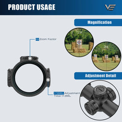 Vector Optics Veyron 3-12x44 SFP Riflescope | Ultra Compact Design |  long Range Adjustment | Zero Stop Function | For Airgun
