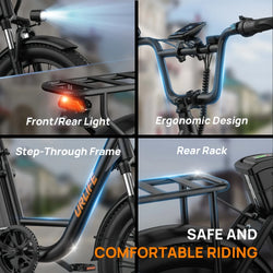 745W 20x3" Fat Tire Electric Bike 48V 13Ah Removable Battery 20MPH 7-Speed Gears Dual Disc Brakes Adult Moped for Off-Road City