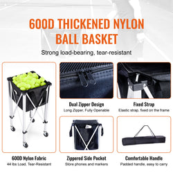 SucceBuy Foldable Tennis Ball Cart Holds 150/180 Tennis Balls Basket Hopper with Wheels for Sports Teaching Baseball Trolley