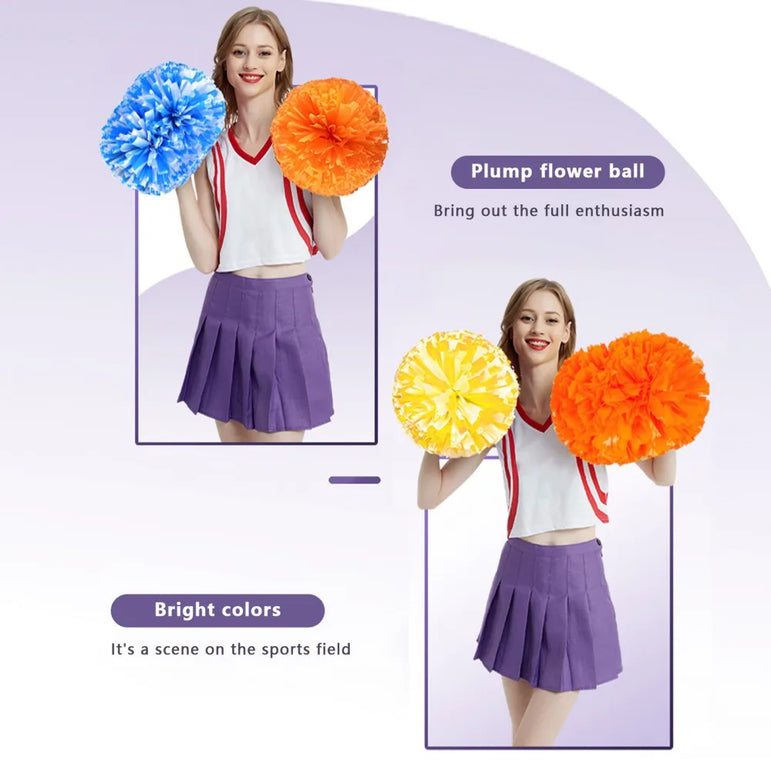 2 PCS Cheerleading Pom Poms Rainbow Metallic Streamer Pompoms Dance Party Football Club Decor Hand Flower Aerobics Cheer Balls