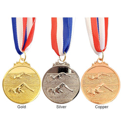 10-30PCS Swimming Medal Competition Awards with Neck Ribbon Metal 5cm Winner Medals Gold/Silver/Bronze Medal for Competitions
