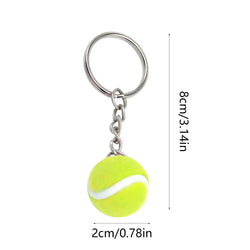 7 Color Key Chain Tennis Ball Metal Keychain Car Key Ring Sports Chain Sliver Color Mini Tennis Racket Backpack Pendant Gifts