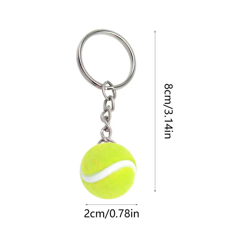 7 Color Key Chain Tennis Ball Metal Keychain Car Key Ring Sports Chain Sliver Color Mini Tennis Racket Backpack Pendant Gifts