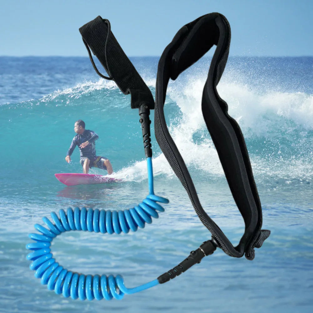 SUP Surfboard Waist Leash Belt Maximum Tensile Length Up To 10 Feet Coiled Surfing Leash for Surfing Beginner Practicing Supply