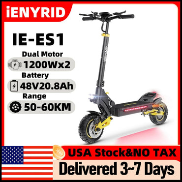 Electric Scooter IENYRID IE-ES1 Foldable 2400W Dual Motor 48V20.8Ah Lithium Battery E-Scooter Scooters 10-inch Tires E-Scooter
