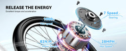 26" Electric E Bike with 7-Speed,1000 Peak Electric Bike for Adults,up 80 Miles Removable Battery Ebike, Adult Electric Bicycles