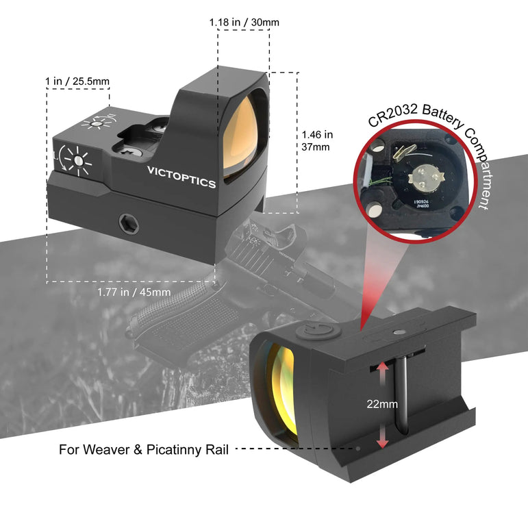 VictOptics V3 1x17x26 Red Dot Sight For Close-in Work&General Shooting Compatible With R.M.R Footprint For Airsoft