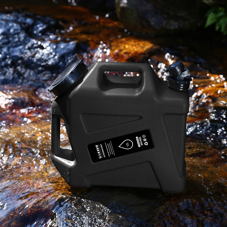 12L Portable Emergency Water Can with Water Dispenser & Adapter Drinking Water Bucket Water Dispenser Carrier for Camping Hiking