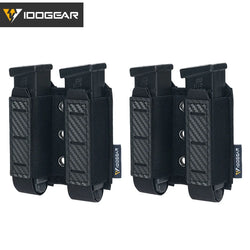 IDOGEAR Tactical Pouch Carbon Fiber AntiSlip Hollow Out Quick Drain Lightweight 9mm Double MOLLE Mounting Durable 2pcs 3590