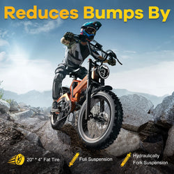 1000W(Peak 2000W)Folding Electric Bike for Adults,35MPH 100Mile,48V 25Ah Removable Battery,20" x 4.0 Fat Tire Foldable Electric