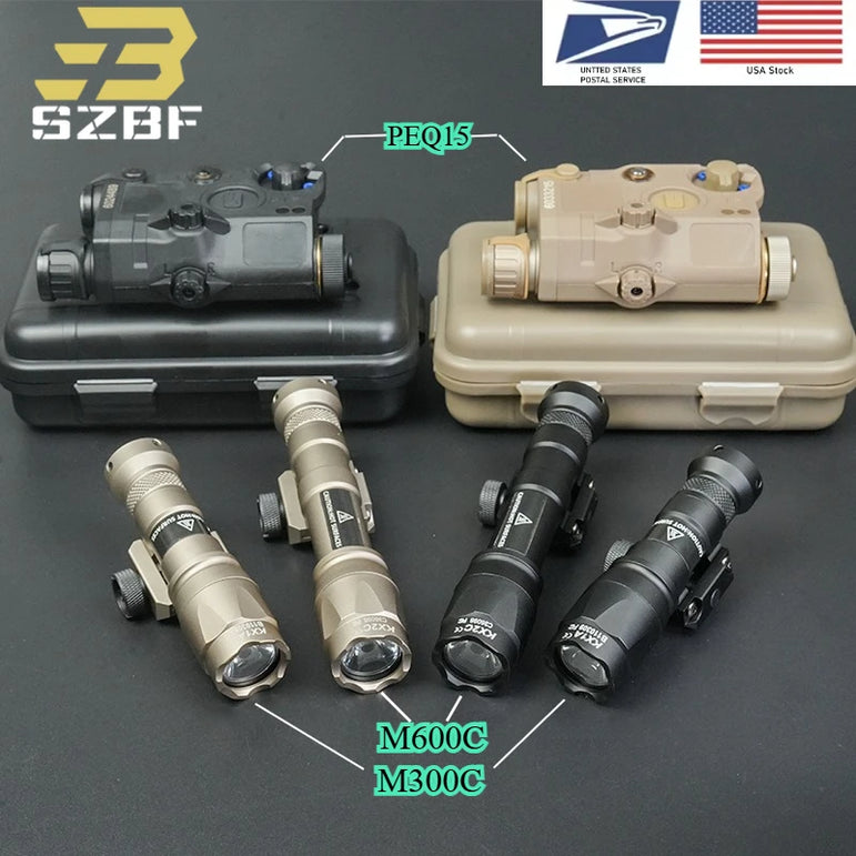 Us Warehouse Tactical PEQ15 IR/Red Laser Indicator Rifle Hunting Weapon SF M600 M600B M300C X300 LED Flashlight for 20mm Rail
