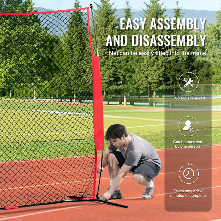 SucceBuy 7x7 ft Barricade Backstop Net Ball Sports Barrier Netting Portable Practice Equipment with Carry Bag Protection Screen