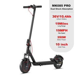 Mankeel MK085 Pro Adult Electric Scooter 350W 19MPH Top Speed Dual Shock Absorption 19Miles Range Smart APP 10inch E Scooter