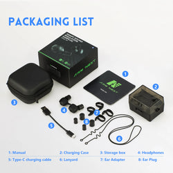 Shooting Earplugs ANC NRR27dB - Tactical Bluetooth Earbuds with Active Noise Cancelling for Hunting Military Ear Protection