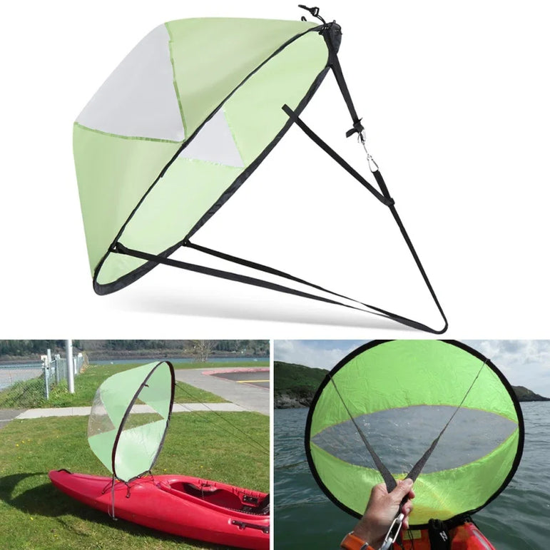 Kayak Downwind Wind Sail Paddle Inflatable Canoe Boats Drifting Wind Sail With Clear Window Boat Folding Thrusters Accessory