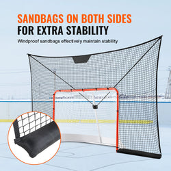 VEVOR 12x7ft Hockey Goal Backstop Net Street Hockey Sports Backstop Netting Portable Outdoor Hockey Training Net Target Net