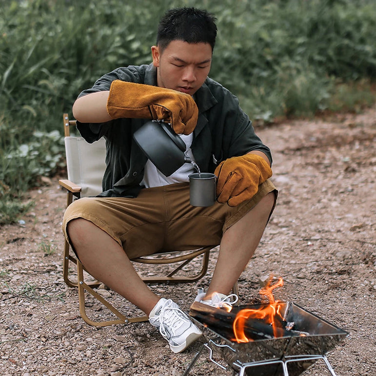 Oven Gloves Heat Resistant Cooking BBQ Grill Glove Non-Slip Insulated Cowhide Leather for Microwave Kitchen Accessories