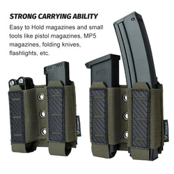 IDOGEAR Tactical Pouch Carbon Fiber AntiSlip Hollow Out Quick Drain Lightweight 9mm Double MOLLE Mounting Durable 2pcs 3590