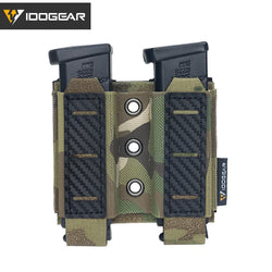 IDOGEAR Tactical Mag Pouch 9mm Double Mag Carrier Carbon Fiber MOLLE Pouch Camo 3590