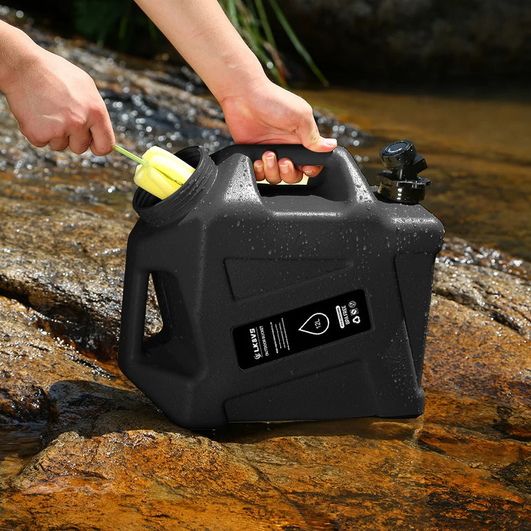 12L Portable Emergency Water Can with Water Dispenser & Adapter Drinking Water Bucket Water Dispenser Carrier for Camping Hiking