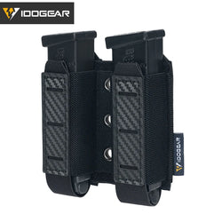 IDOGEAR Tactical Mag Pouch 9mm Double Mag Carrier Carbon Fiber MOLLE Pouch Camo 3590