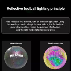 Reflective Soccer Ball Luminous Footballs Night Glowing Soccer 4/5 Ball Light Up Training Football Match Ball For Kids Children
