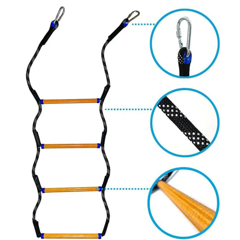 4 Step Boat Rope Ladder Folding Marine Rope Ladder Heavy Duty Climbing Rope Portable Rope Boarding Ladder