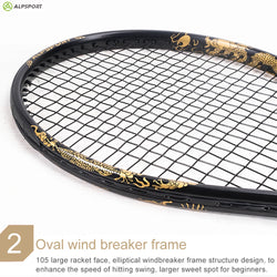 ALPSPORT JL T800 Carbon Fiber Tennis Racket 18K, Professional Training Racket with Bag & Adjustable Strap (Men & Women)