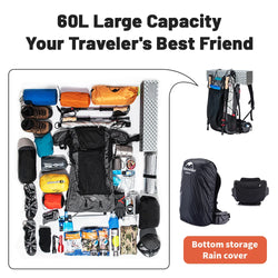 Naturehike Camping Backpack 60+5L Large Capacity Waterproof Climbing Bag Ultralight Travel Man Backpack Outdoor Hiking Backpack