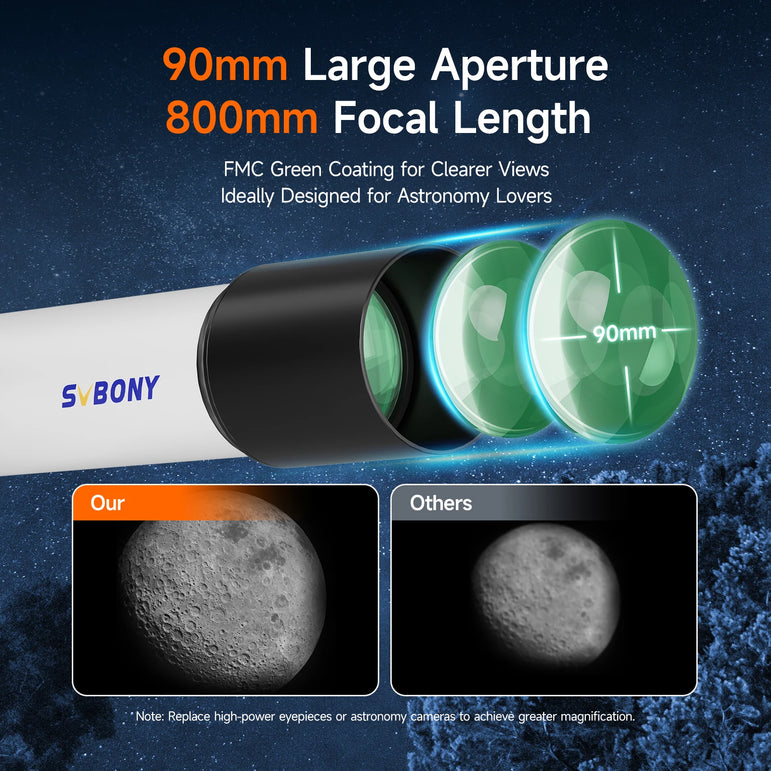 Svbony SV520 90mm Refractor Astronomy Telescope set for Adults and Beginners Professional Observing the Moon photography