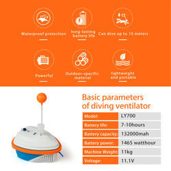 TUDIVING-Professional Tankless Diving System,Portable Rechargeable Hookah Dive System with 50ft Hose & Breathing Regulator