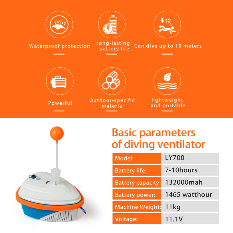 TUDIVING-Professional Tankless Diving System,Portable Rechargeable Hookah Dive System with 50ft Hose & Breathing Regulator