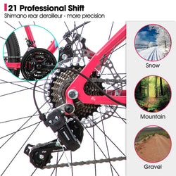 Hiland 26 Inch Womens Mountain Bike,with Step-Through Frame,Shimano 21 Speeds,Suspension Fork MTB,Bicycle for Women Men Adult