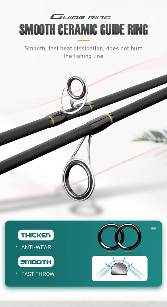 SEASIR Dark Dragon M/ML Two Rod Tips Spinning Baitcasting Fishing Rod Lure Carbon Fiber One-Piece Grip (6-35g/2.1M/2.4M)