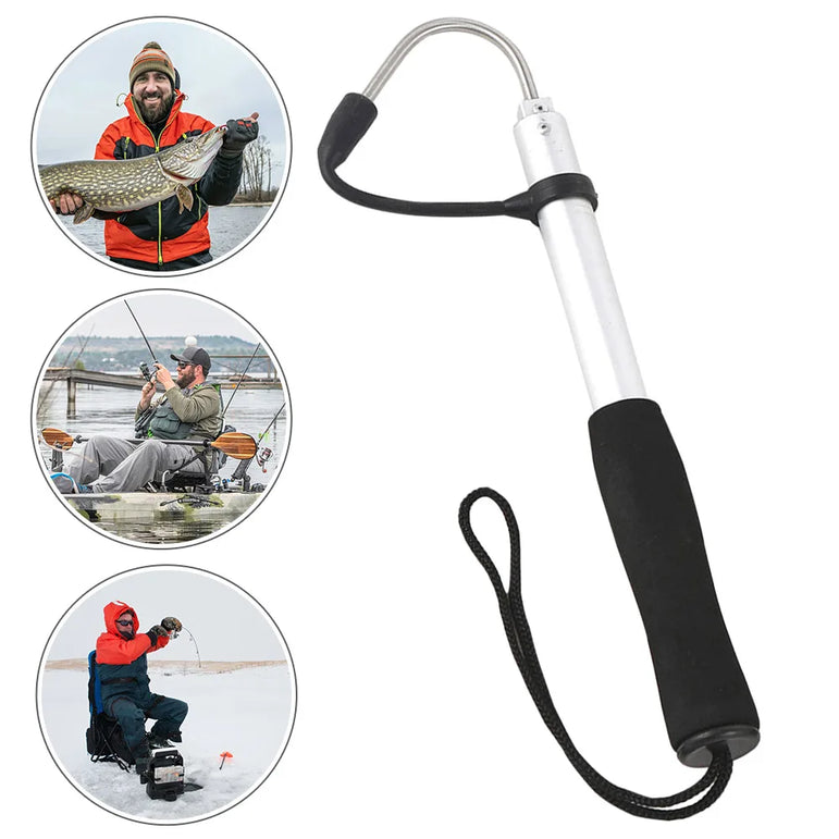 Ice Fishing Spear Hook with Barbs Scalable Fish Grip Metal Portable Fish Gaff for Outdoor Sea Boat Ice Fishing