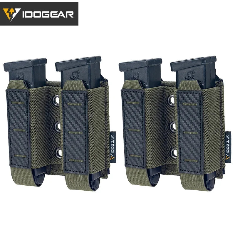 IDOGEAR Tactical Pouch Carbon Fiber AntiSlip Hollow Out Quick Drain Lightweight 9mm Double MOLLE Mounting Durable 2pcs 3590
