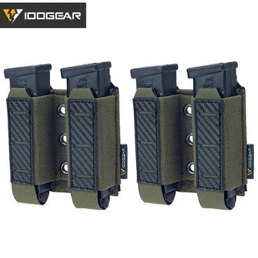 IDOGEAR Tactical Pouch Carbon Fiber AntiSlip Hollow Out Quick Drain Lightweight 9mm Double MOLLE Mounting Durable 2pcs 3590