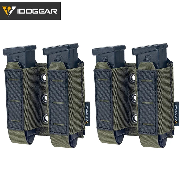 IDOGEAR Tactical Pouch Carbon Fiber AntiSlip Hollow Out Quick Drain Lightweight 9mm Double MOLLE Mounting Durable 2pcs 3590
