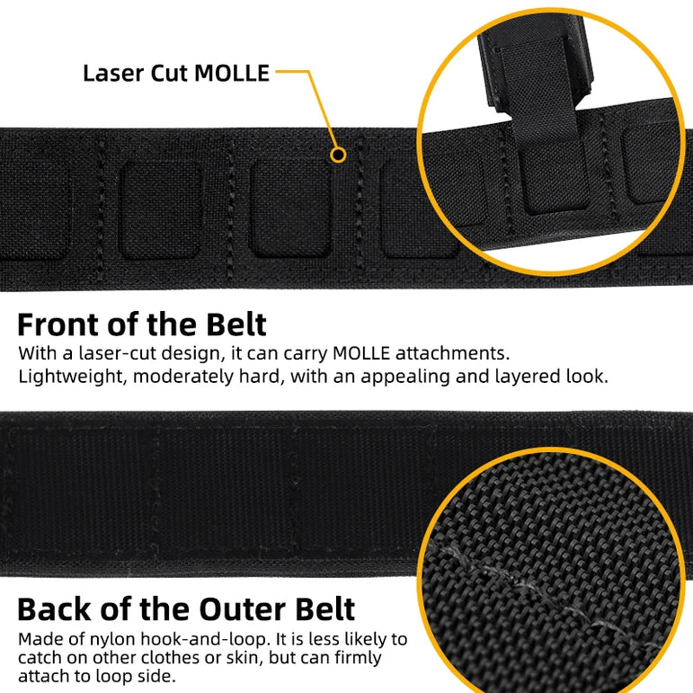 IDOGEAR 2 inch Tactical Belt LSR MOLLE Quick Release Metal Buckle Lightweight Man Outdoors Training Waistband 3433