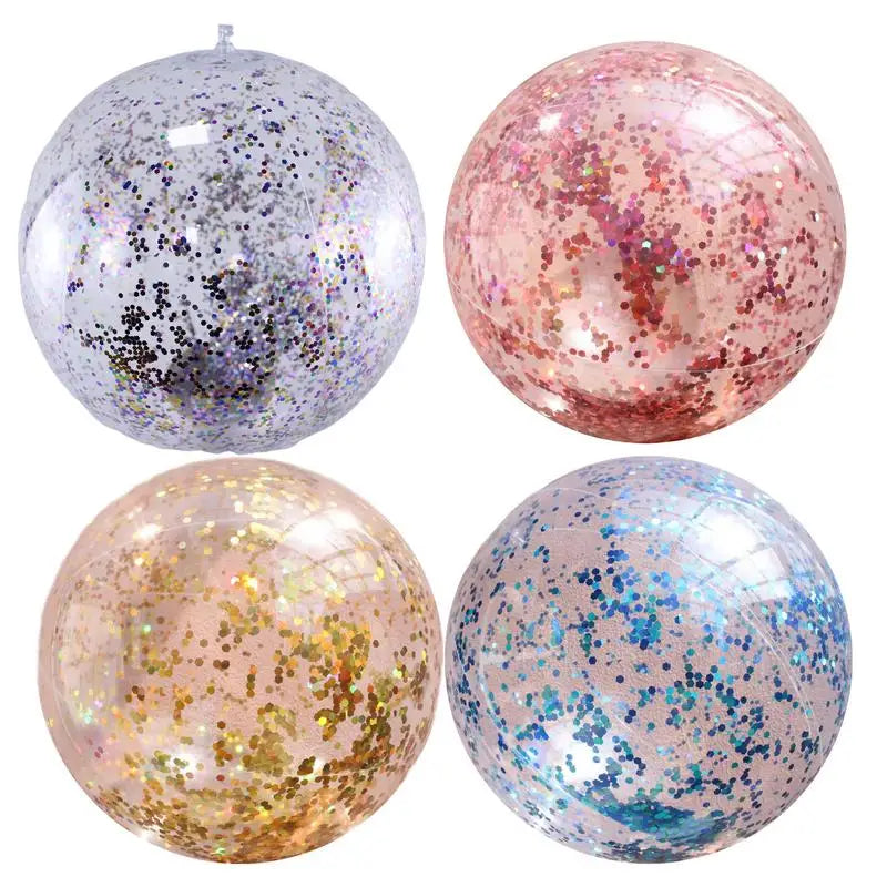 40cm Inflatable Glitter Beach Ball Summer Water Play Sequin Balls Outdoor Swimming Pools Party Toys for Kids Adults Water Sports