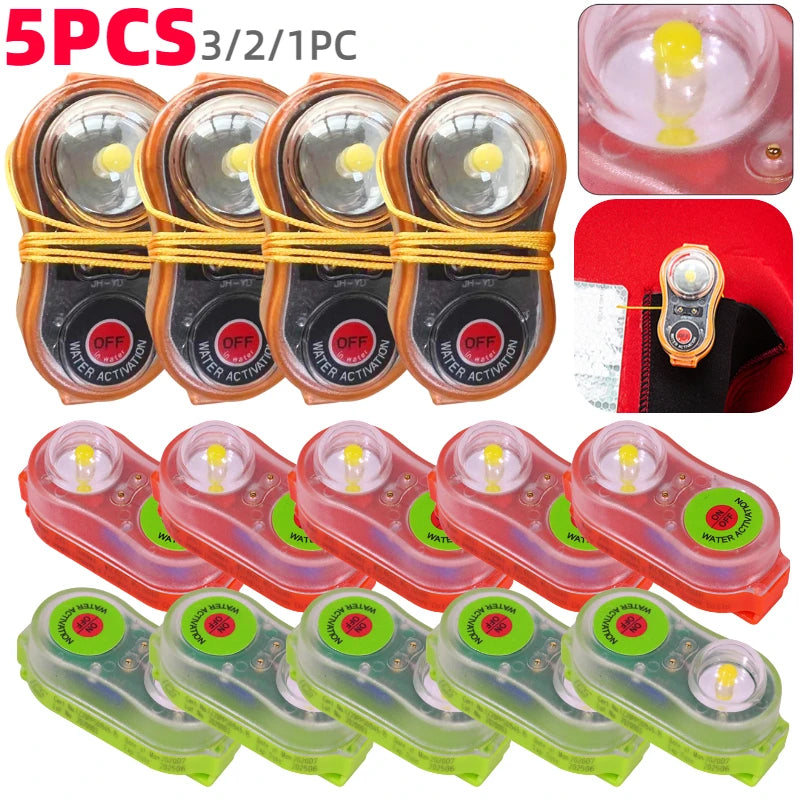 5-1pcs Surfing Life Jacket Light LED Lithium Lamp Position Indicator Self-Lighting Swimming Life Vest Emergency  Lamp