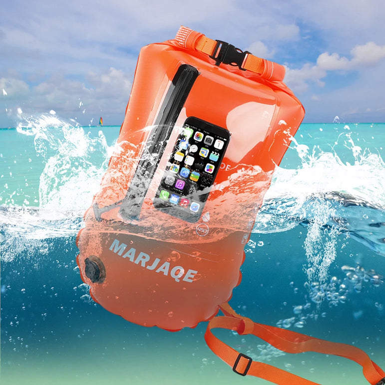 20L Air Dry Tow Bag Highly Visible IPX7 Waterproof Inflatable Swimming Bag Swim Safety Float and Drybag for Open Water Swimmers