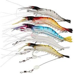 9cm 7g Luminous Fake Shrimp Soft Silicone Artificial Bait with Bead Swivels hook for fishing Sabiki Rig Fishing Tackle Sea